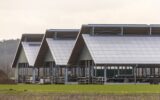Three giant barns at factory farm