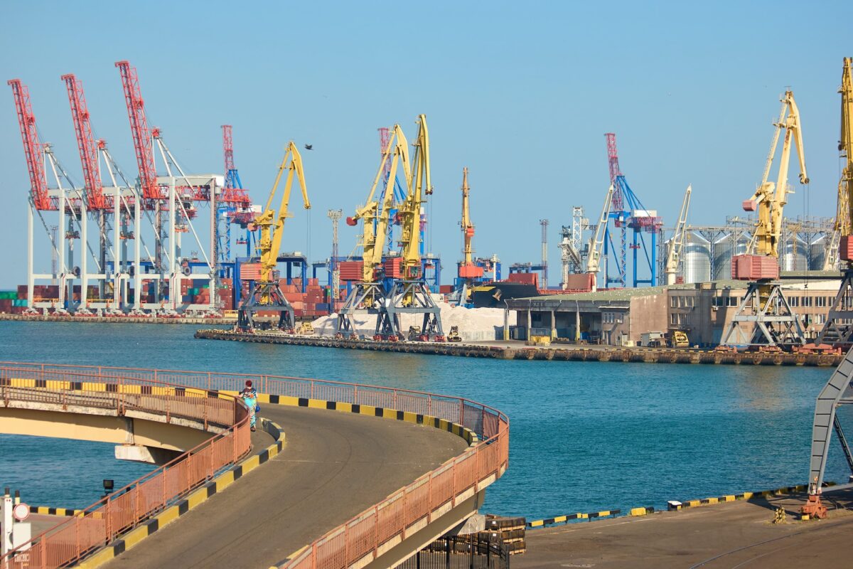 Sea port cranes.
